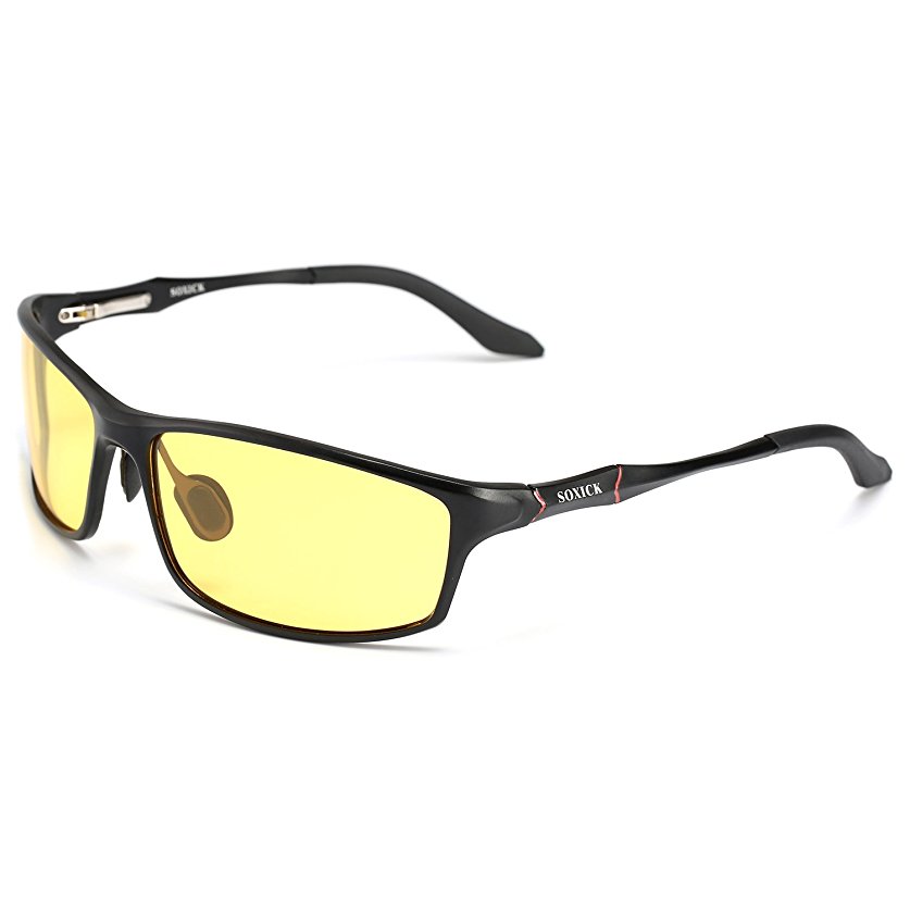 HD Driving Glasses Polarized Anti-glare Rain Day Night Vision Sunglasses Black Colour - With Gift Box