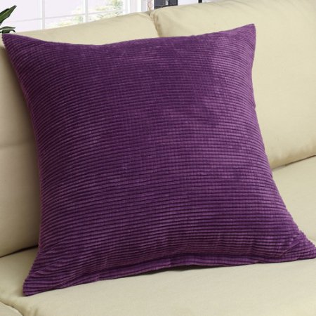 MochoHome Corduroy Solid Square Throw Pillow Cover - 20" x 20", Purple