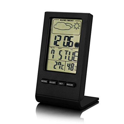 LinGear Thermo-hygrometer LCD Temperature Moisture Meter with Data Storage Function, Multi-functional Thermohygrometer Indoor Humidity Monitor Digital Hygrometer with Alarm Clock