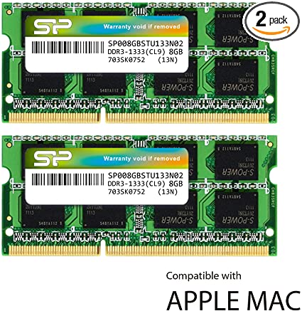 Silicon Power 16GB KIT(2x8GB) 1.5V SODIMM Memory Compatible for Apple DDR3 1333MHz PC3-10600 for Early/Late 2011 13/15/17 inch MacBook Pro, Mid 2010 Mid/Late 2011 21.5/27 inch iMac, Mid 2011 Mac Mini