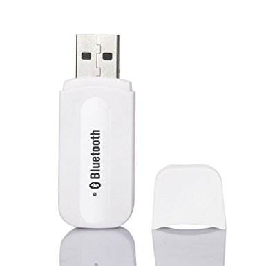 URANT USB Bluetooth Receiver Adapter Wireless Audio Adapter Car Kit Music Receiver Bluetooth Car Adapter Home/Car Stereo Music Sound System, Portable Speskers, Headphone, Car(Aux in) with 3.5mm Cable -White