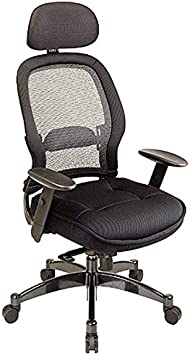 SPACE Seating 25004 Space Professional Deluxe Matrex Back Chair with Adjustable Headrest and Mesh Seat, Black