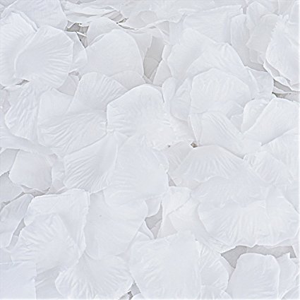 Rose Petals, Cozyswan 7000pcs Silk Artificial Fabric Flower for Valentine Ceremony Wedding or Home Hotel Garden Bouquet Party Decorations (White)