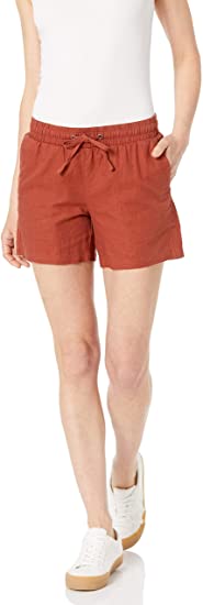 Amazon Essentials Womens 5 Inch Inseam Drawstring Linen Blend Short