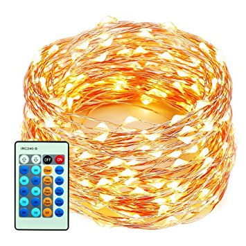 LED String Lights 99ft 300 LEDs Dimmable with Remote Control, Waterproof Starry Lights for DIY Bedroom, Patio, Garden, Gate, Yard, Party, Wedding (Copper Wire Lights, Warm White)