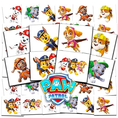 Nick Shop Paw Patrol Tattoos Party Favors Bundle ~ 70  Perforated Individual 2inch x 2inch Paw Patrol Temporary Tattoos for Kids Boys Girls (Paw Patrol Party Supplies MADE IN USA) (Paw Patrol Tattoos)