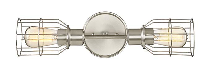 Trade Winds Lighting TW021849BN 2-Light Industrial Wall Mount Sconce in Brushed Nickel