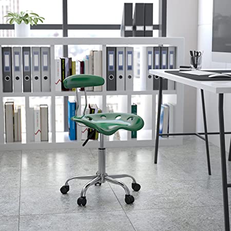 Flash Furniture LF-214-GREEN-GG Vibrant Green and Chrome Computer Task Chair with Tractor Seat