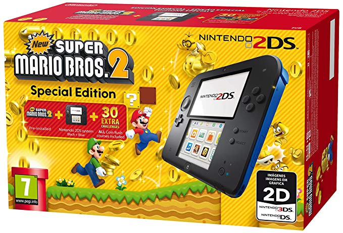 Nintendo Handheld Console 2DS -  Black/Blue with New Super Mario Bros 2