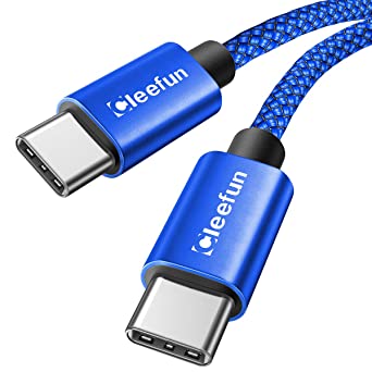 [6ft, 2-Pack] USB C to USB C Cable Fast Charge, CLEEFUN 60W Type C to C PD Cable Braided Compatible with Samsung Galaxy S21  S20  S20 S21 Ultra Note 20 10 A71 A72 A52 A51 5G, Pixel 5 4 4a 3a XL,Switch