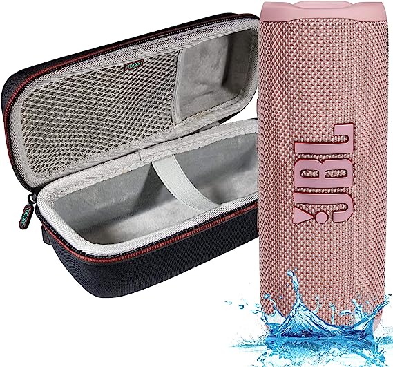 JBL Flip 6 - Waterproof Portable Bluetooth Speaker, Powerful Sound and deep bass, IPX7 Waterproof, 12 Hours of Playtime with Megen Hardshell Case - Pink