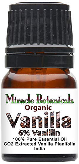 Miracle Botanicals Organic Vanilla Essential Oil (6% Vanillin) - CO2 Extracted - 100% Pure Vanilla Planifolia - Therapeutic Grade - 2.5ml