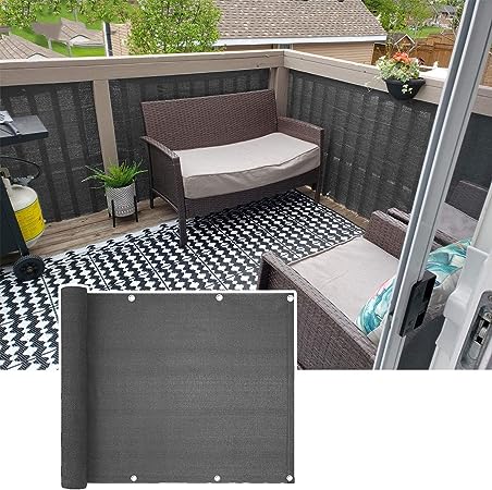 Balcony Cover Privacy Screen 3'x16.4' Black UV Protection Balcony Shield Cover 500 * 90cm(Grey)