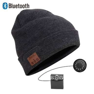 Zibaar Latest Bluetooth V4.1 Bluetooth Headphone Beanie Wireless Bluetooth Hat with Removable Bluetooth Headset and Microphone; Hands Free Talking, Plain Cuff Design - Unisex - Charcoal