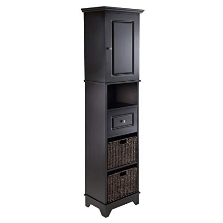 Winsome Wood Wyatt Tall Cabinet with Baskets, Drawer, Door