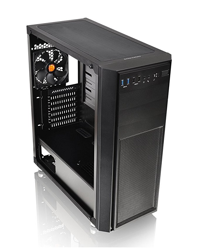 Thermaltake Versa H26 Tempered Glass SPCC ATX Mid Tower Gaming Computer Case Chassis, AIO Liquid Cooling Compatible CA-1J5-00M1WN-00