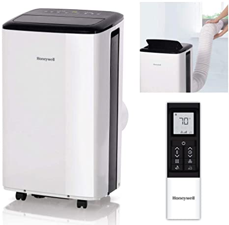 Honeywell Compact Portable Air Conditioner w/Dehumidifier & Fan Cools Rooms Up to 450 Sq.Ft. w/Drain Pan & Insulation Tape, White