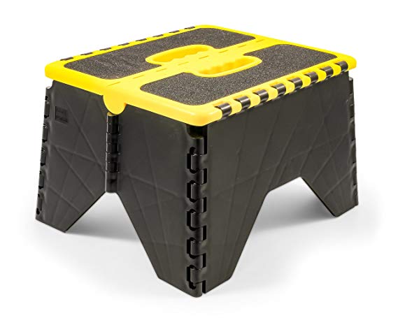 Camco 43637 Plastic Folding Step Stool with Non-Skid - Black/Yellow