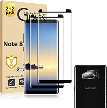 Galaxy Note 8 Screen Protector 【2 2 Pack】With Camera Lens Protector [ 3D Glass ] Full Coverage 9H Hardness Tempered Glass Screen Protector for Samsung Galaxy Note 8