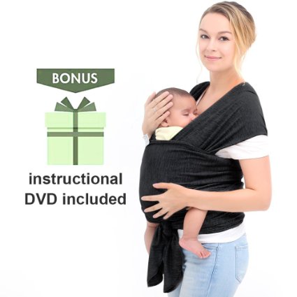 InnooBaby Baby Wrap Carrier Natural Cotton Nursing Baby Sling Suitable for Newborns to 35 lbs Lifetime Guarantee Breastfeeding Sling Soft Safe and Comfortable Nice Baby Shower Gift Black