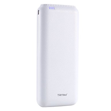 Tritina 2.1A/1A Dual USB Port External Battery 20000mAh Travel Charger, White