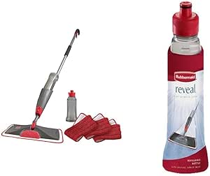 Rubbermaid Microfiber Reveal Spray Mop Floor Cleaning Kit with 3 Microfiber Wet Pads & Reveal Mop Bottle (1777202)