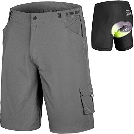 qualidyne Men's MTB Shorts Padded Mountain Bike Shorts, Loose Fit Cycling Shorts with Removable Liner