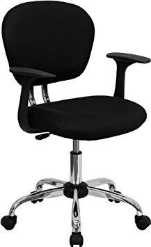 Flash Furniture Mid-Back Black Mesh Swivel Task Chair with Chrome Base and Arms