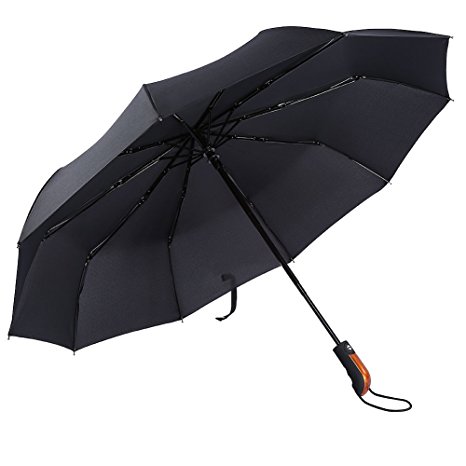 Windproof Travel Umbrella 10 Ribs Unbreakable Auto Open Close Waterproof Rustproof Canopy Automatic Folding Compact Portable Umbrellas for Men and Women