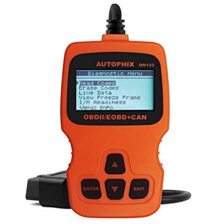 Autophix Auto Scan Tool OM123 Obdii Eobd Can Engine Fault Code Reader,Turn off Check Engine Light, Clear Codes and Reset Monitors (Orange)