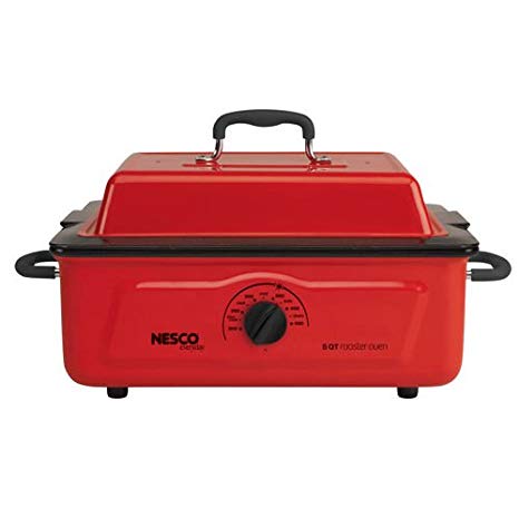 NESCO 4815-12, Roaster Oven with Porcelain Cookwell, Red, 5 quart, 600 watts
