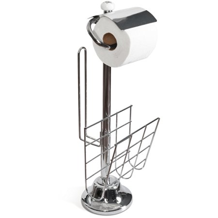 Toilet Paper Caddy Tissue Dispenser and Stand with Magazine Rack.