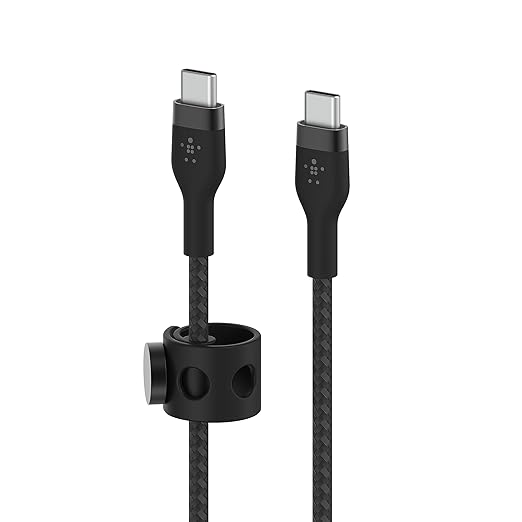 Belkin BoostCharge Pro Flex Braided USB-C to USB-C Cable (3M/10FT), USB-IF Certified Power Delivery PD Fast Charging Cable for iPhone 15 Series, MacBook Pro, iPad Pro, Galaxy S23, S22, & More - Black
