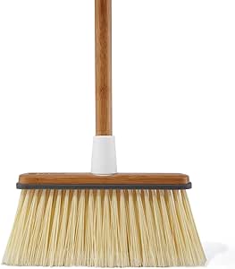 Full Circle Clean Sweep Bamboo Broom - Angled for Precision in Tight Spaces, with Recycled Stiff Bristles for Indoor & Outdoor Cleaning - Ideal for Pet Hair, Kitchen, Hardwood, and Garage