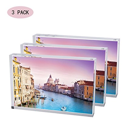 Display4top Acrylic Magnet Photo Frame Double Sided Clear Picture Frame (3pack 5x7'')