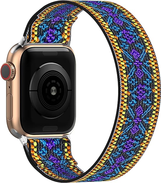 BMBEAR Stretchy Solo Loop Bands Compatible with Apple Watch 40mm 38mm 44mm 42mm 41mm 45mm Braided Elastic Weave Nylon Wristbands Women Men Straps for iWatch Series 7/6/5/4/3/2/1/SE
