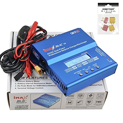 HOBBYTIGER SKYRC iMAX B6AC V2 Digital Li-po NiMH NiCd 3S RC Battery Balance Charger   4 Plug(2 T Plug   2 XT60 Plug)