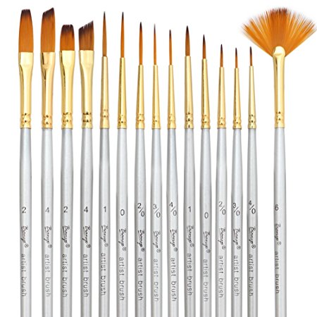 Bianyo Detail Paint Brush Set - 15 Piece Miniature Brushes for Models, Airplane Kits Detail Art Painting Suitable for Acrylic, Watercolor, Oil