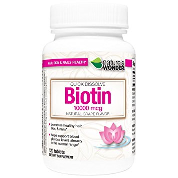 Nature's Wonder Biotin 10000mcg Quick Dissolve Tablets, 120 Count