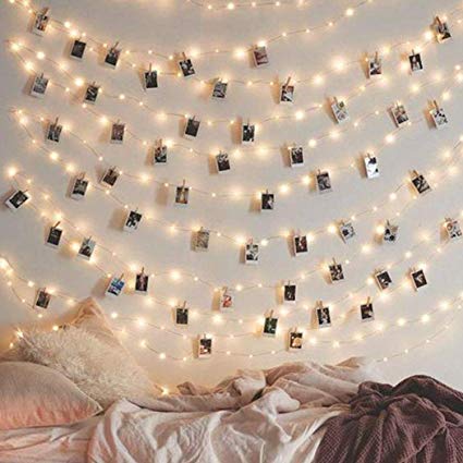 Queind String Light Photo Clips Photo Clip String Lights Fairy String Lights with Clear Clips for Hanging Pictures Wall Decor Outdoor String Lights