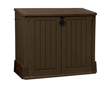 Keter Store-It-Out Woodland Resin Outdoor Storage Shed 27 Cubic Foot Capacity, Brown