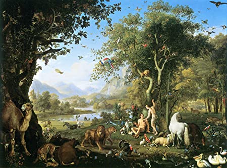 Wenzel, Peter - Adam and Eve in The Garden of Eden Vivid Imagery Laminated Poster Print-20 Inch by 30 Inch Laminated Poster With Bright Colors And Vivid Imagery