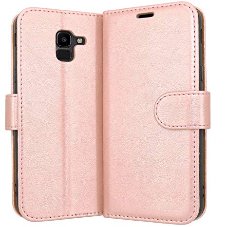 Case Collection Premium Leather Folio Cover for Samsung Galaxy J6 Case Magnetic Closure Full Protection Design Wallet Flip with [Card Slots] and [Kickstand] for Samsung Galaxy J6 Phone Case