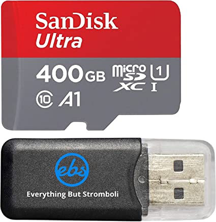 SanDisk 400GB Ultra microSDXC UHS-I Memory Card 100MB/s, C10, U1, Full HD Works with Nintendo Switch Neon Video Game Bundle with (1) Everything But Stromboli Memory Card Reader