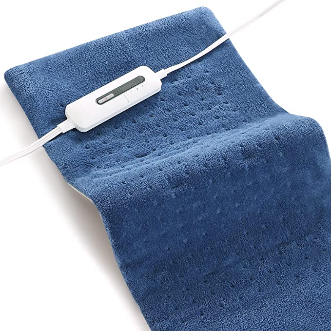 Heating Pad for Back Pain, Neck and Shoulders and Cramps, Large 12" x 24" Size Ultra-Soft and 3 Heat Settings with Auto Shut Off, Moist & Dry Heat Options and Fast Heating