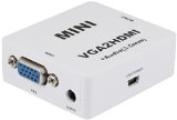 Portta White WSPETVHP VGA Plus 35mm Audio to HDMI Mini Converter Adapter for HDTV 1080P