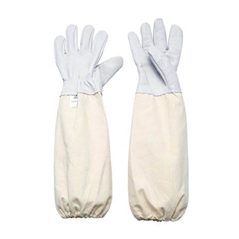 Caydo Beekeeping Gloves A Pair of Goatskin Protective Gloves for the Beginner Beekeeper with Vented Sleeves Large