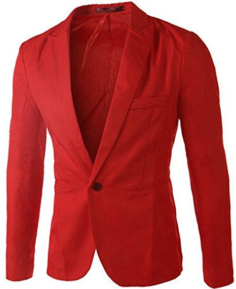 Men's casual One Button dress Suit slim fit Business Blazer coat Jacket