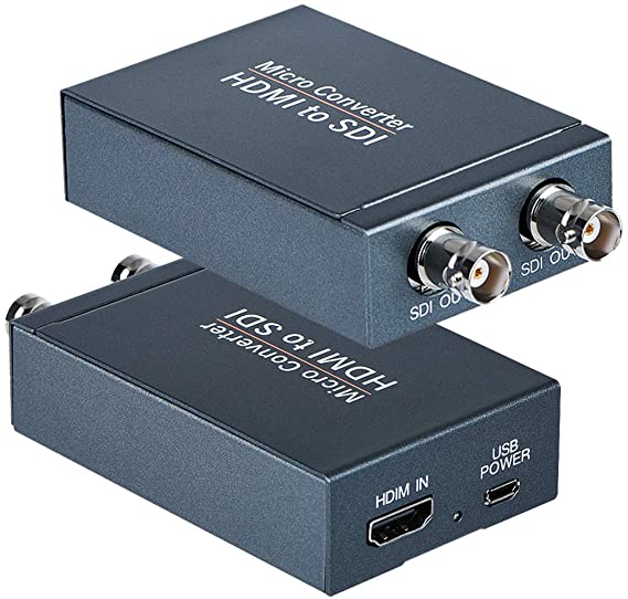 HDMI to SDI Converter, Micro Converter One HDMI in Two SDI Output (with Power Supply Adapter, Audio Embedder Support HDMI 1.3, 3G/HD-SDI Auto Format Detection Extender for Camera CCTV