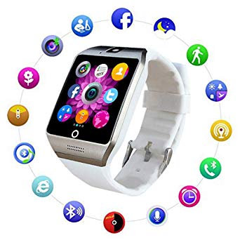 Bluetooth Smart Watch Fitness Tracker - Sport Watch Touch Screen with Camera Pedometer Sleep Monitor Call/Message Reminder Music Player Anti-Lost - Compatible Android Smartwatches (White)